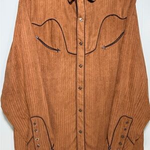 Scully vtg Western-Style Button Front Shirt Jacket in Warm Rust Brown